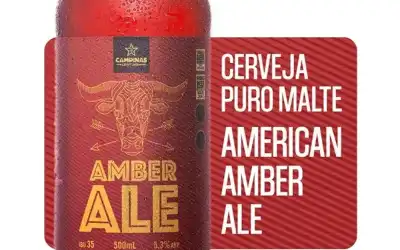 Garrafa da Campinas American Amber Ale 500 ml com condensação