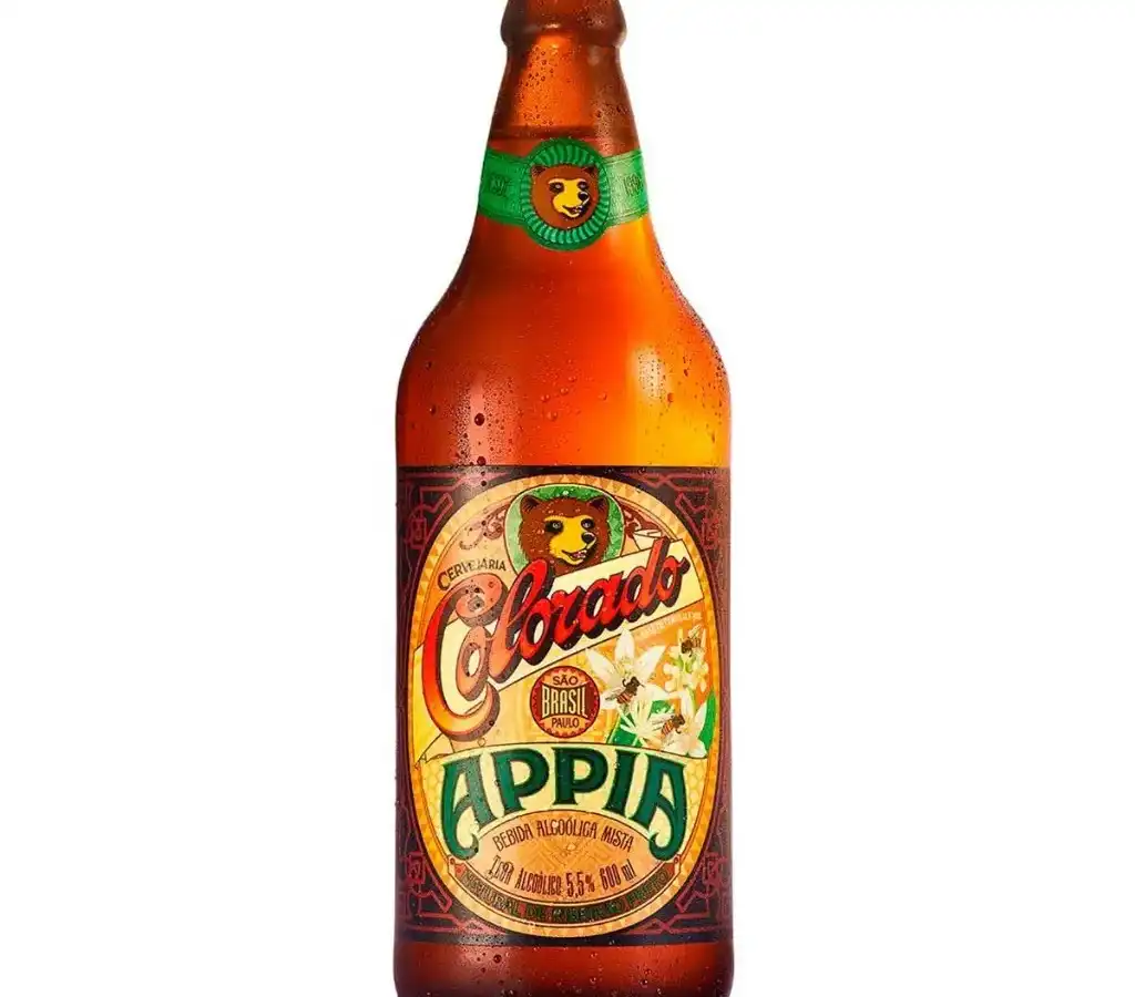 Garrafa Colorado Appia 600 ml com condensação e rótulo do urso